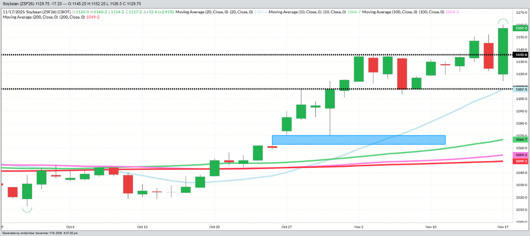 January Beans – Daily (Funds long 450 MBU)